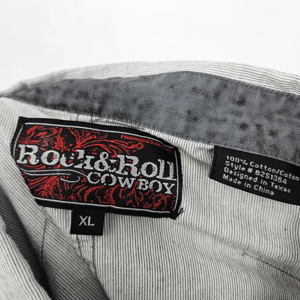 Rock & Roll Cowboy Shirt‎ Mens XL Striped Western Button Up Rodeo Long Sleeve